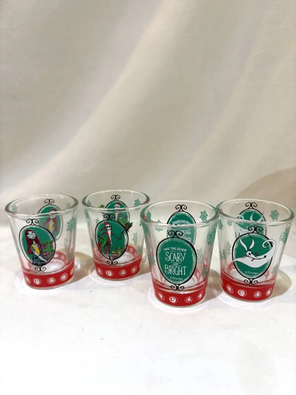 Disney Tim Burton Nightmare Before Christmas 25 Years Mini Glass Set of 4 NIB